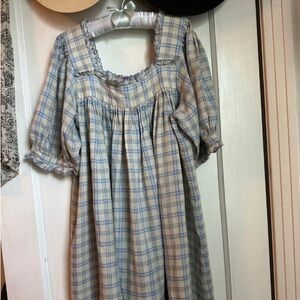 Doen | Dresses | Doen Marfa Dress In Blue Meadowlark Plaid Size S